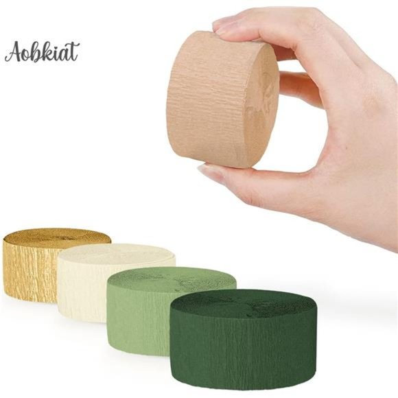 Wedding Party Decorations, 5 Rolls Olive Green Brown Crepe Paper Streamers - Picture 4 of 6